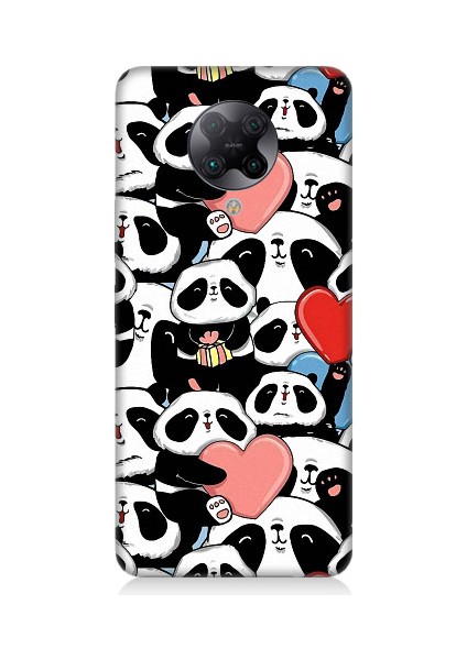 Xiaomi Poco F2 Pro Uyumlu Panda Aşkı ve Hediye Desenli Silikon Kılıf