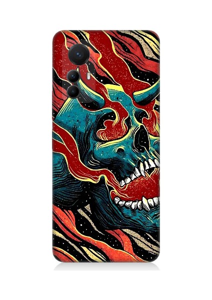 Xiaomi Mi 12 Pro Uyumlu Devil Skull Şeytan Kafatası Desenli Silikon Kılıf