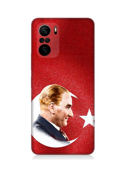 Xiaomi Poco F3 Uyumlu Bayrak ve Mustafa Kemal Atatürk Desenli Silikon Kılıf