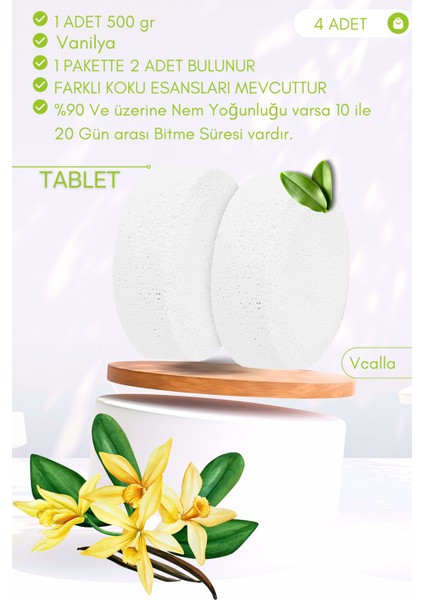 Nem Alıcı Rutubet ve Küf Giderici Yedek Tablet 500GR ' Vanilya ' 4 Adet