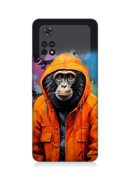 Xiaomi Poco M4 Pro Uyumlu Kapşonlu Maymun Desenli Silikon Kılıf