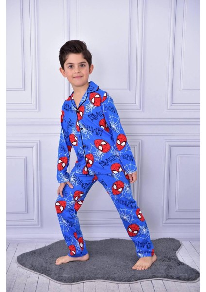 Erkek Çocuk Örümcek Adam Spiderman Düğmeli Pijama Takımı fiyatları