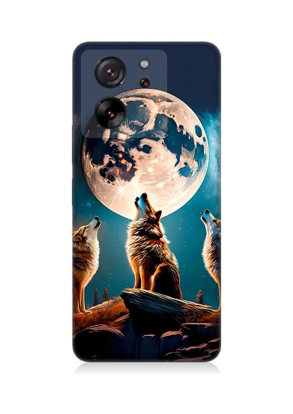 Xiaomi Mi 13T Pro Uyumlu 3 Kurt ve Dolunay Desenli Silikon Kılıf