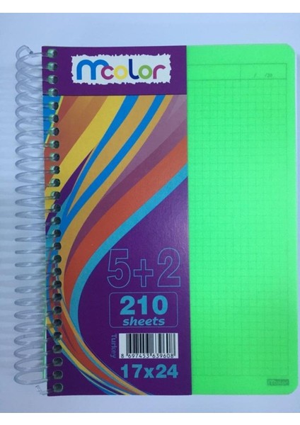 Spiralli Ayraçlı Seperatörlü Defter Plastik Kapak 17X24CM 210YP. 5 Kareli+2 Çizgili