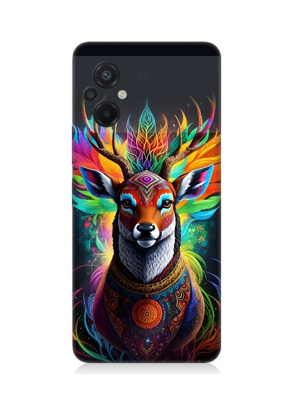 Xiaomi Poco M5 Uyumlu Mistik Ala Geyik Desenli Silikon Kılıf