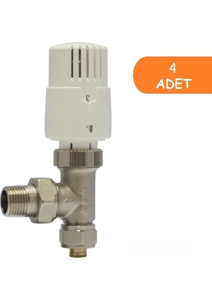 4 Adet Eca Trv4 Termostatik Köşe Radyatör Valfi Pex Köşe 602120780