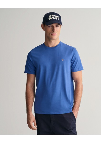 Erkek Mavi Regular Fit Bisiklet Yaka Logolu T-Shirt 2003184.407