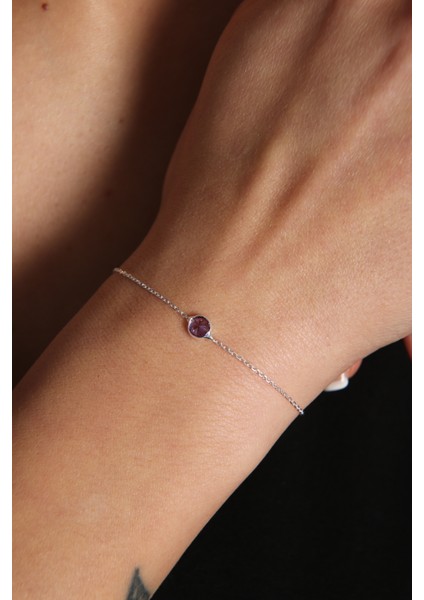 Kadın Tek Taş Model 925 Ayar Gümüş Bileklik