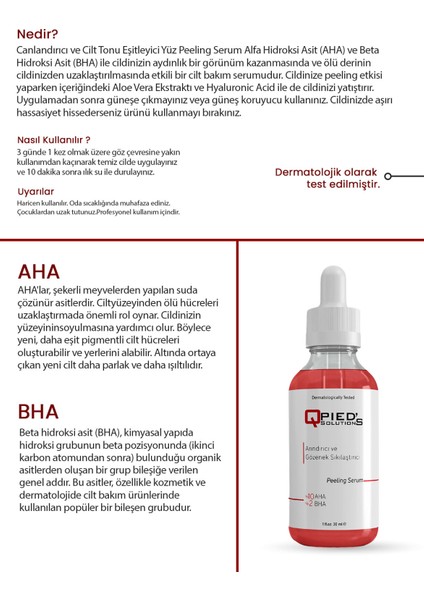Canlandırıcı ve Cilt Tonu Eşitleyici Yüz Peeling Serum Aha 10% + Bha 2% 30 ml fırsatları