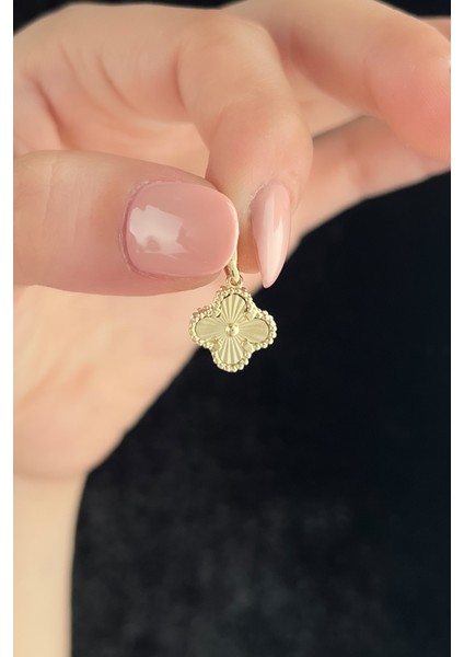 14 Ayar Altın Mini Shine Şans Yoncası Kolye Ucu