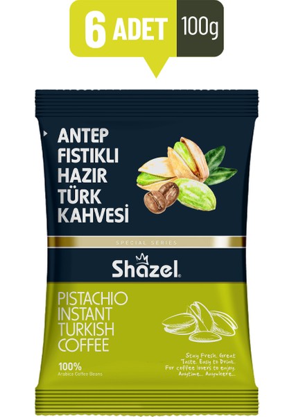 Antep Fıstıklı Hazır Türk Kahvesi 100 gr x 6 Adet