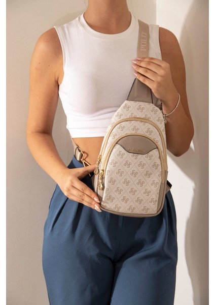 Kadın Vücut Çantası 959-43131 Silver Polo Freebag M178 Bej-Mat Kum
