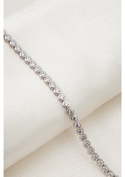 Kadın Sıralı Yuvar Taşlı Zarif Model 925 Ayar Gümüş Bileklik modelleri