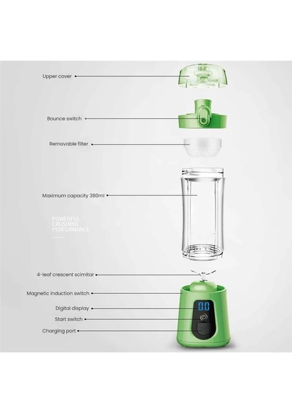 Mor Tarzı 380 ml Mini Taşınabilir Sıkacağı USB Elektrikli Portakal Sıkacağı Meyve Smoothie Blenderı Mikser Ev Meyve Suyu Bardağı Sıkacağı Makinesi (Yurt Dışından)