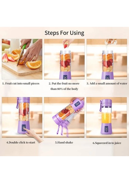Pembe Tarzı 380ML Mini Blender USB Meyve Sıkacağı Bardağı 6-Blade Taze Meyve Suyu Sıkacağı Sıkacağı 3.7V Pil Taşınabilir Blender Seyahat Ofis Için (Yurt Dışından)