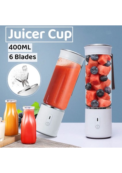 Kırmızı Stil 400 ml USB Taşınabilir Meyve Sıkacağı Mikser Elektrikli Mini Blender Meyve Sebze Taze Sıkacakları Mutfak Mutfak Robotu Spor Seyahat (Yurt Dışından)