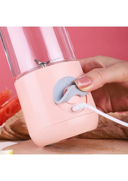 Pembe Tarzı 500 ml Taşınabilir Blender USB Elektrikli Meyve Sıkacağı Makinesi Blender Mikser Mini Mutfak Robotu Kişisel Blender Suyu Karıştırma Bardağı (Yurt Dışından)