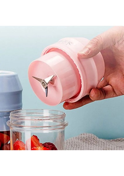Pembe Tarzı Mini Blender Taşınabilir Kişisel Smoothie Sıkacağı Mikser ile Ev Ofis Seyahati Için Bıçaklar (Yurt Dışından)