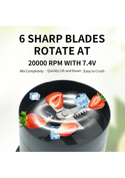 Siyah Stil 2023NEW Mini Taşınabilir Blender Ah Sıkacağı 6 Bıçaklı Mikser Makinesi Su Bardağı USB Şarj Smoothie Elektrikli Meyve Suyu Mutfak Ev (Yurt Dışından)