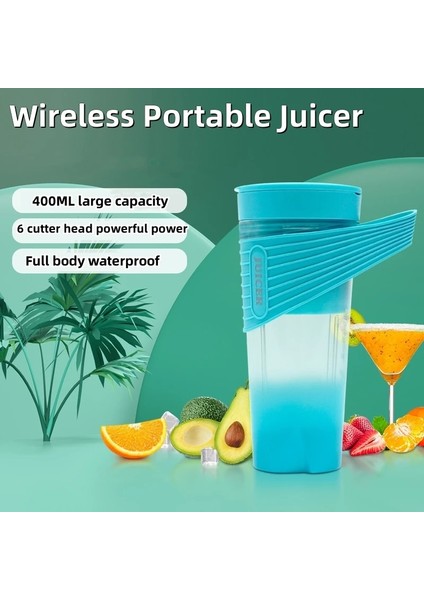 Siyah Stil 2023NEW Mini Taşınabilir Blender Ah Sıkacağı 6 Bıçaklı Mikser Makinesi Su Bardağı USB Şarj Smoothie Elektrikli Meyve Suyu Mutfak Ev (Yurt Dışından)