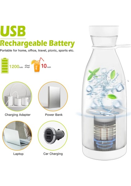 Beyaz USB Tarzı Çok Fonksiyonlu Mini Meyve Sıkacağı Taşınabilir Meyve Suyu Bardağı Taşınabilir Blender Şişesi USB Şarj Edilebilir Shake Bardak Blender Antioksidan Bardak (Yurt Dışından)