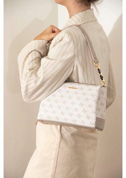 Kadın Çapraz Çanta 910-43015 Silver Polo Çapraz Bayan Çantası M178 Bej-Mat Kum