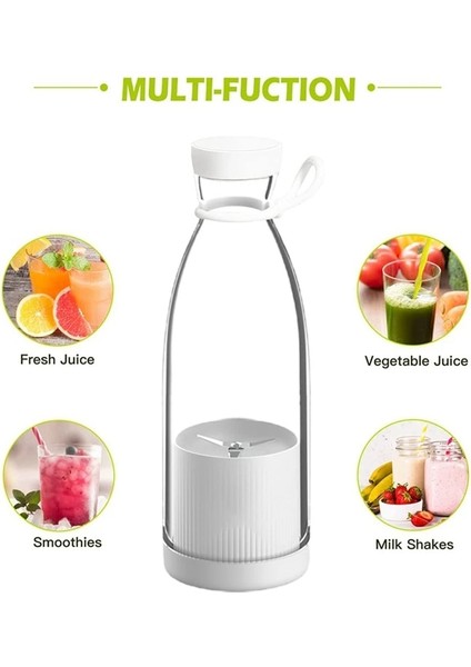 Pembe Tarzı 300ML Taşınabilir Blender Meyve Mikserleri USB Şarj Edilebilir Smoothie Mini Blender Kişisel Meyve Sıkacağı -Pembe (Yurt Dışından)
