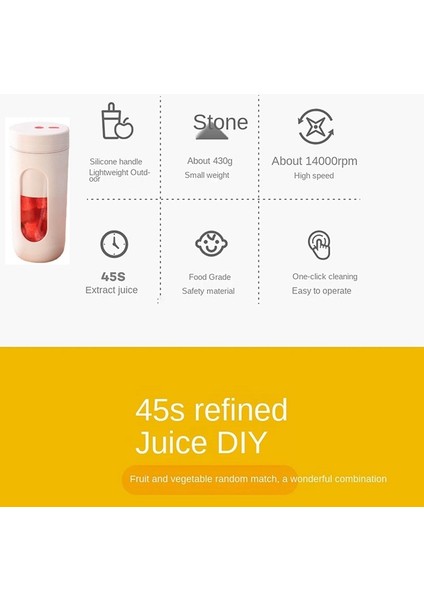 Pembe Tarzı 12V Taşınabilir Elektrikli Meyve Sıkacağı USB Kablosuz Şarj Blender Mini Meyve Sıkacakları Mikser Suyu Yapma Makinesi 300 ml (Yurt Dışından)