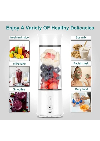 Beyaz Stil 7V Smoothie On The Go Blender Kupası Kişisel Boyutlu Blender USB Şarj Edilebilir, Shake ve Smoothie'ler Için (Yurt Dışından)