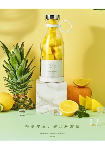 Beyaz Stil Mini Taşınabilir Blender Otomatik Portakal Sıkacağı Makinesi Kablosuz Blender Smoothie Suyu Sıkacağı Taşınabilir Mikser Mutfak Robotu (Yurt Dışından)