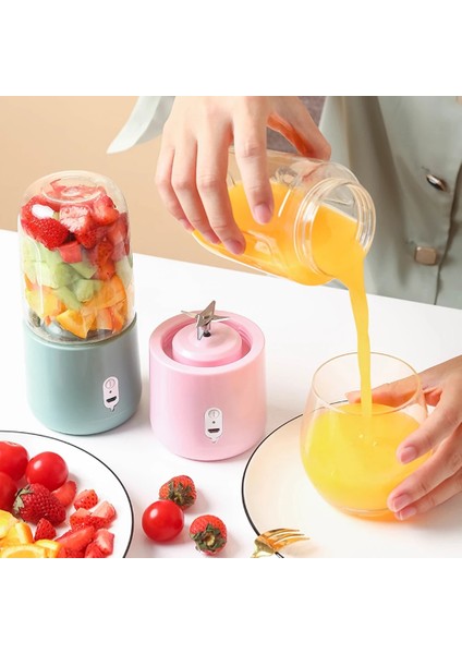 Yeşil Stil Taşınabilir Meyve Sıkacağı Bardağı Meyve Suyu Yapma Makinesi Meyve Suyu Bardağı 400 ml 6 Bıçaklı Otomatik Küçük Elektrikli Meyve Sıkacağı Smoothie Blenderı Buz Kırma Fincan (Yurt Dışından)