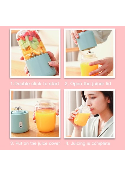 Yeşil Stil Taşınabilir Meyve Sıkacağı Bardağı Meyve Suyu Yapma Makinesi Meyve Suyu Bardağı 400 ml 6 Bıçaklı Otomatik Küçük Elektrikli Meyve Sıkacağı Smoothie Blenderı Buz Kırma Fincan (Yurt Dışından)