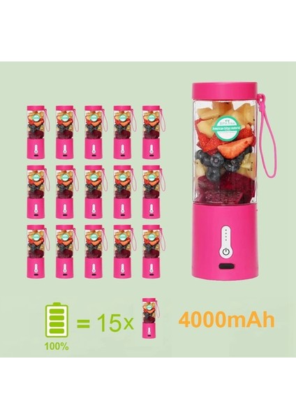 Mavi Stil 530 ml Elektrikli Meyve Sıkacağı Taşınabilir Smoothie Blender USB Şarj Edilebilir Taşınabilir Meyve Mikser Makinesi Mini Sıkacağı Blender (Yurt Dışından)