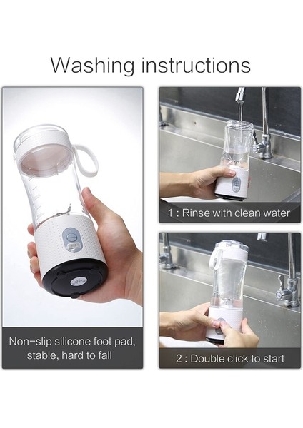 Beyaz Stil Shake ve Smoothie'ler Için Şarj Edilebilir USB Elektrikli Blenderli Kişisel Blender Meyve Sıkacağı Mikser Bardağı (Yurt Dışından)
