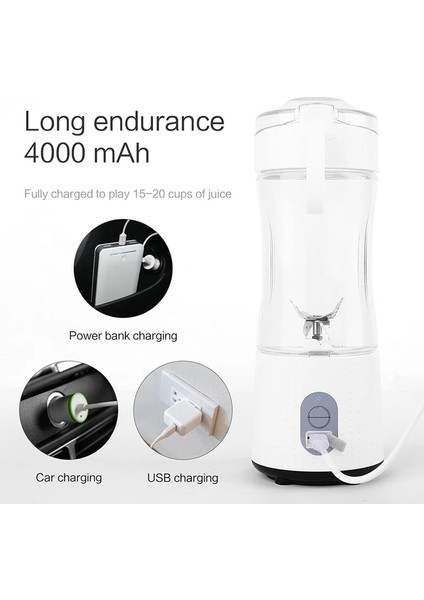 Beyaz Stil Shake ve Smoothie'ler Için Şarj Edilebilir USB Elektrikli Blenderli Kişisel Blender Meyve Sıkacağı Mikser Bardağı (Yurt Dışından)