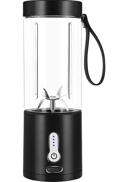 Siyah Stil Taşınabilir Elektrikli Meyve Sıkacağı Smoothie Blender USB Şarj Edilebilir Mutfak Robotu Meyve Mikser Makinesi Mini Bardak 530 ml Taze Karıştırıcılar (Yurt Dışından)