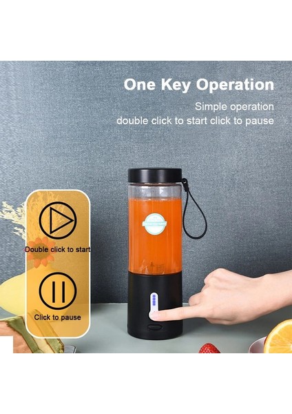Siyah Stil Taşınabilir Elektrikli Meyve Sıkacağı Smoothie Blender USB Şarj Edilebilir Mutfak Robotu Meyve Mikser Makinesi Mini Bardak 530 ml Taze Karıştırıcılar (Yurt Dışından)