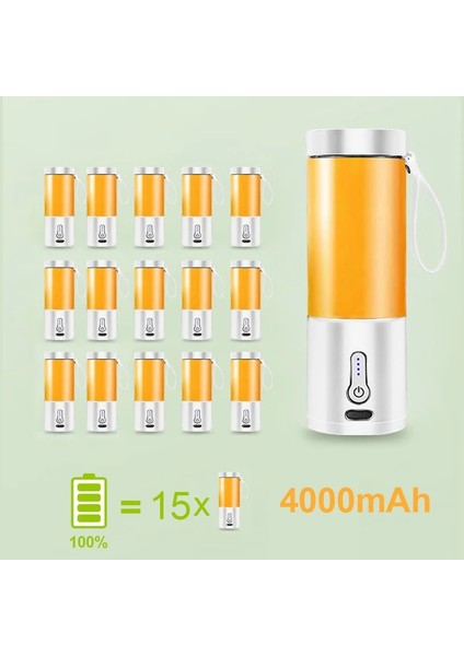 Siyah Stil Taşınabilir Elektrikli Meyve Sıkacağı Smoothie Blender USB Şarj Edilebilir Mutfak Robotu Meyve Mikser Makinesi Mini Bardak 530 ml Taze Karıştırıcılar (Yurt Dışından)