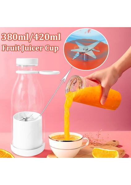 Beyazlar Tarzı 420ML ml Elektrikli Meyve Sıkacağı Bardağı Mini Elektrikli Mikserler Şişe USB Şarj Edilebilir Milkshake Buz Ezme Fincan Taze Meyve Suyu Şişesi Blender (Yurt Dışından)