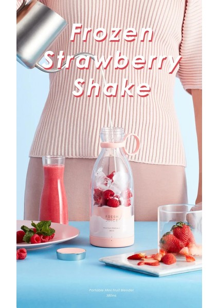 Pembe Tarzı Taşınabilir Blender Sıkacağı Şişe Mikser Elektrikli Kablosuz Şarj Mini Meyve Karıştırıcılar Meyve Sıkacağı Bardağı Blender Milkshake Suyu Yapımcısı Makinesi (Yurt Dışından)