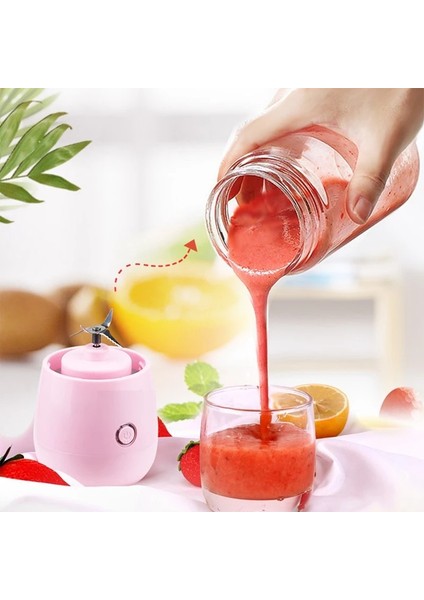 Pembe Tarzı Ev Elektrikli Meyve Sıkacağı Taşınabilir USB Şarj Edilebilir Meyve Makinesi Meyve Suyu Sıkma Kupası (Yurt Dışından)