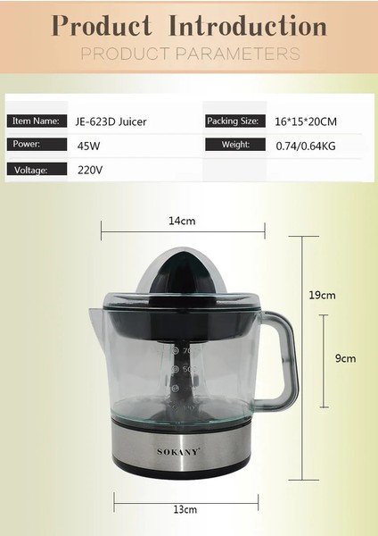 Siyah Stil 220V 700 ml Elektrikli Narenciye Sıkacağı Meyve Suyu Sıkacağı Limon Meyve Masticator Kireç Meyve Elektrikli Limon Sıkacağı (Yurt Dışından)
