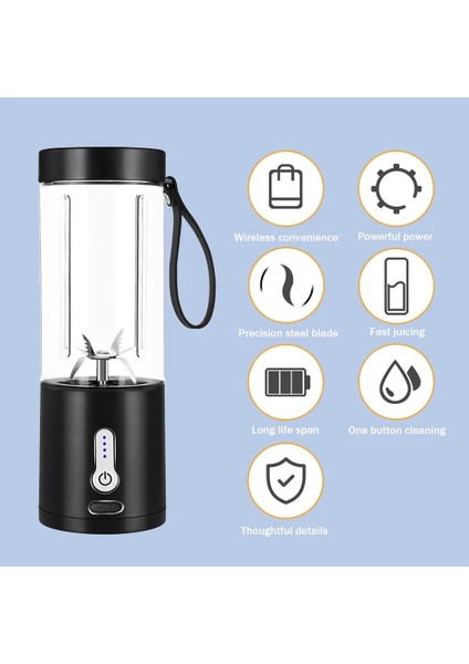 Mavi Stil 530ML Elektrikli Meyve Sıkacağı Bardağı Çok Fonksiyonlu Taşınabilir Meyve Sıkacakları Su Geçirmez Büyük Kapasiteli Basit Gıda Sınıfı Seyahat Spor Için (Yurt Dışından)