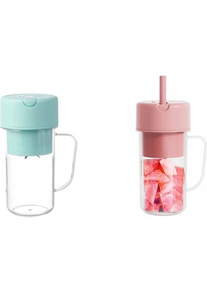 Pembe Tarzı Elektrikli Meyve Sıkacağı Mini Taşınabilir Blender Meyve Karıştırıcılar Sıkacakları Çok Fonksiyonlu Meyve Suyu Yapımcısı Makinesi Blender Samanla (Yurt Dışından)