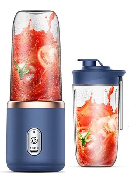 Mavi Stil Kablosuz Taşınabilir Meyve Sıkacağı Şarj Edilebilir Ev Elektrikli Meyve Sıkacağı USB Tam Otomatik Çok Fonksiyonlu Meyve Makinesi Meyve Suyu Sıkma Bardağı (Yurt Dışından)