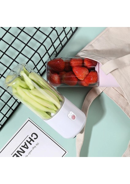 Pembe Tarzı Meyve Sıkacağı Bardağı 410 ml USB Smoothie Blenderı Fincan Marging Meyve Sıkacağı Yiyecek Mikseri Buz Kırıcı Taşınabilir Kablosuz Meyve Sıkacakları (Yurt Dışından)