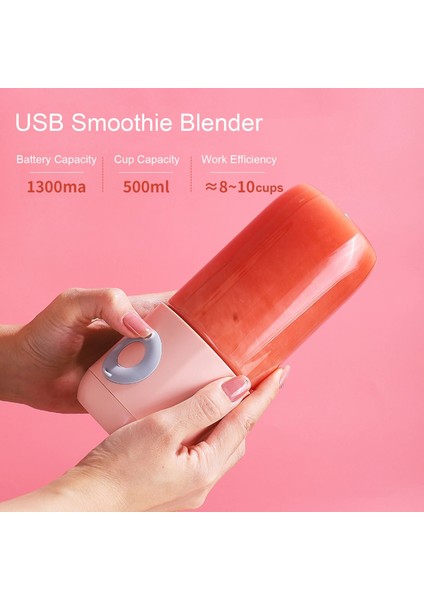 Pembe Tarzı Taşınabilir Sıkacağı Elektrikli Blender Mikser Fincan USB Mini Gıda Smoothie Işlemcisi El Kişisel Milkshake Meyve Sıkacağı Sıkacağı (Yurt Dışından)