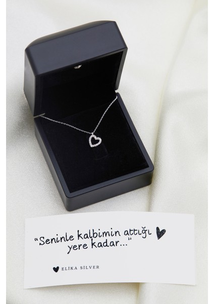 Kadın Işıklı Kutuda Kalp Model 925 Ayar Gümüş Kolye