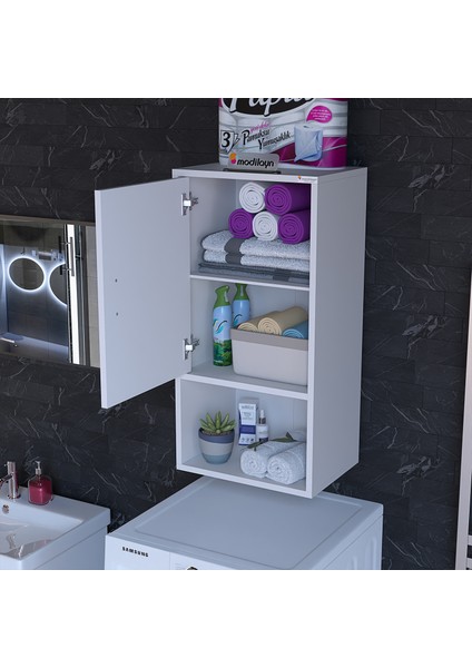 ŞİLE 45 x 85 x 32,5 cm Makine Üstü Asma ve Çok Amaçlı Banyo Dolabı