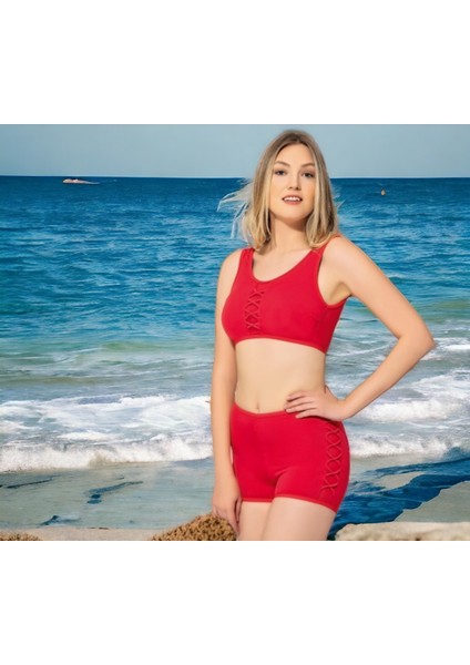 Tüllü Transparan Şortlu Bikini
